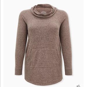 Torrid Size 3 SUPER SOFT PLUSH WALNUT COWL NECK TUNIC SWEATSHIRT